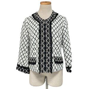 Alberto Makali Jacket NWT Knit Coat Beads Tulle Wool Black Gray Size Small S